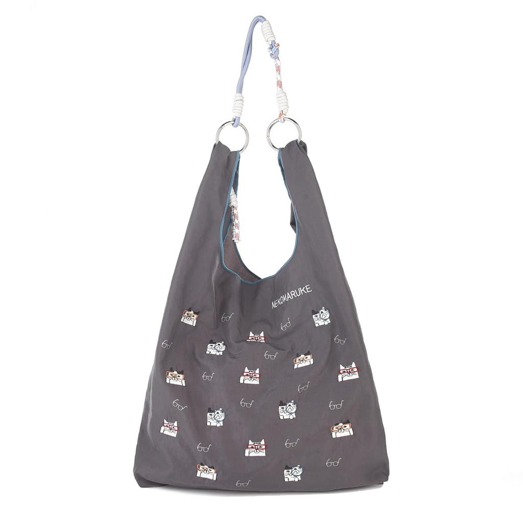 Kusguru Japan 2-Way Sub Bag, Water-Repellent Embroidered Washer, Women's, BK219-3, Dark Gray