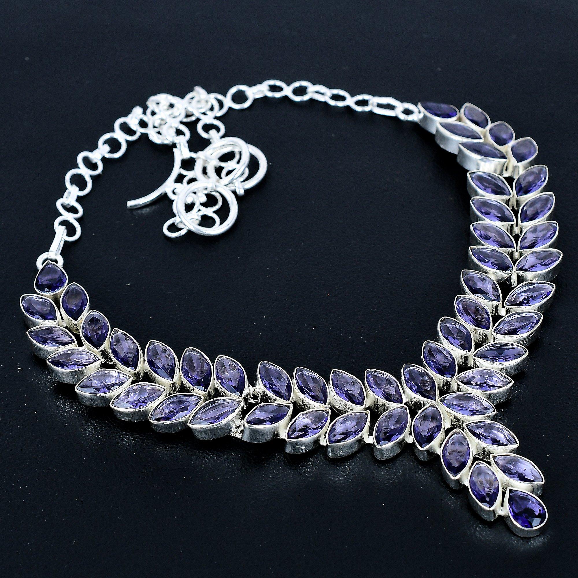 

Amethyst Heavy Necklace, 925 Sterling Silver Necklace, Amethyst Designer Necklace, Handmade Necklace, Jewelry Wadding Gift 20 фиолетовый