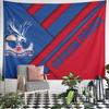 Diagonal blue and red stripes with a Crystal Palace F.C. logo overlay. Patterned tapestry for bedroom and living room home decor