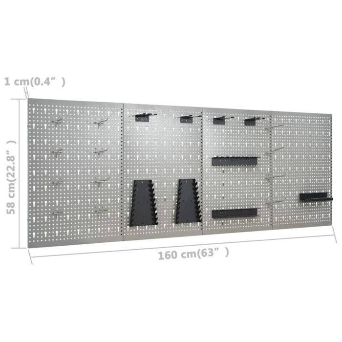 VidaXL Workbench with 4 Wall Panels and 2 Cabinets