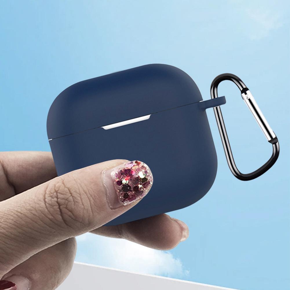 Silikonové ochranné pouzdro Nárazuvzdorné pouzdro na sluchátka Kryt s karabinou Ochranný obal Skin Box pro Airpods 4 (2025) Kryt pouzdra