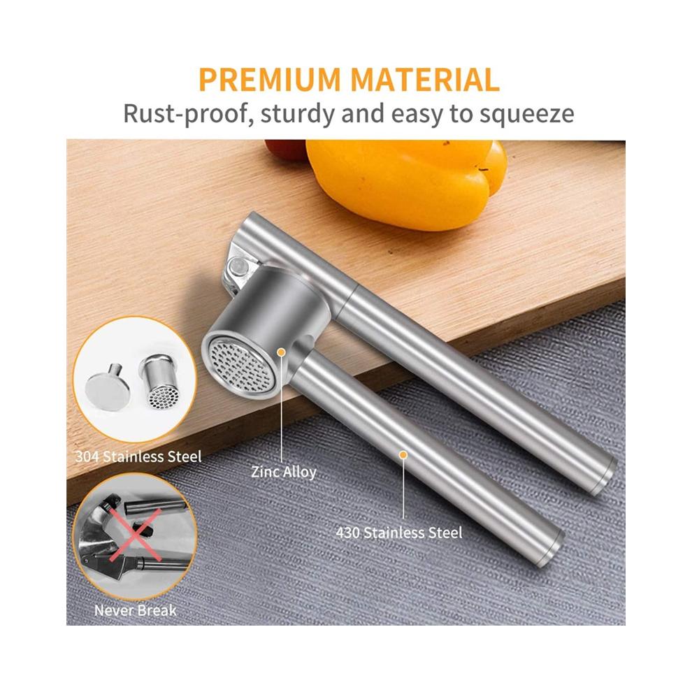 304 Stainless Steel Garlic Press, Meat Grinder, Crusher, Chopper & Peeler Set Rust-proof and Corrosion-resistant Dishwasher Safe