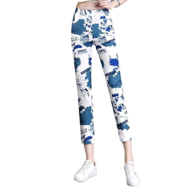 2025 Summer Floral Plaid Elastic Waist Slimming Pants for Women