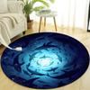Runder Kristall-Samt-Teppich mit Hai-Meeres-Print, Runder Stuhl-Teppich für Schlafzimmer, Wohnzimmer, Heimdekoration, Rutschfeste Matte für das Bett