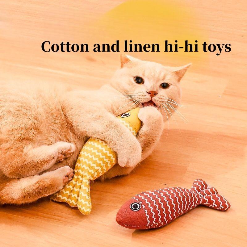 Teeth Grinding Catnip Toys Funny Interactive Plush Cat Toy Pet Kitten Chewing Vocal Toy Fish Bite Cat Mint For Cats