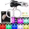 Colorful APP Bluetooth Car Headlight 90mm RGB Angel Eye Halo Rings 90mm For Car