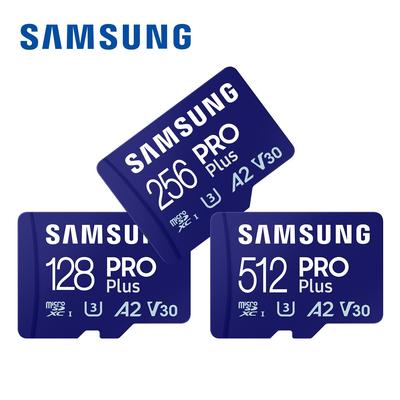 Samsung بطاقة ذاكرة microSD PRO Plus 256 جيجابايت microSDXC، 512 جيجابايت 128 جيجابايت تصل إلى 180 ميجابايت/ثانية، Full HD و 4K، UHS I، C10، U3، V30، A2، للهواتف وكاميرات GoPRO وطائرات DJI بدون طيار