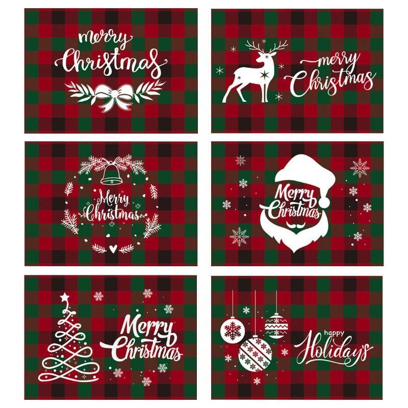Buffalo Plaid Christmas Placemats, Waterproof Festive Prints For Xmas Table Decoration