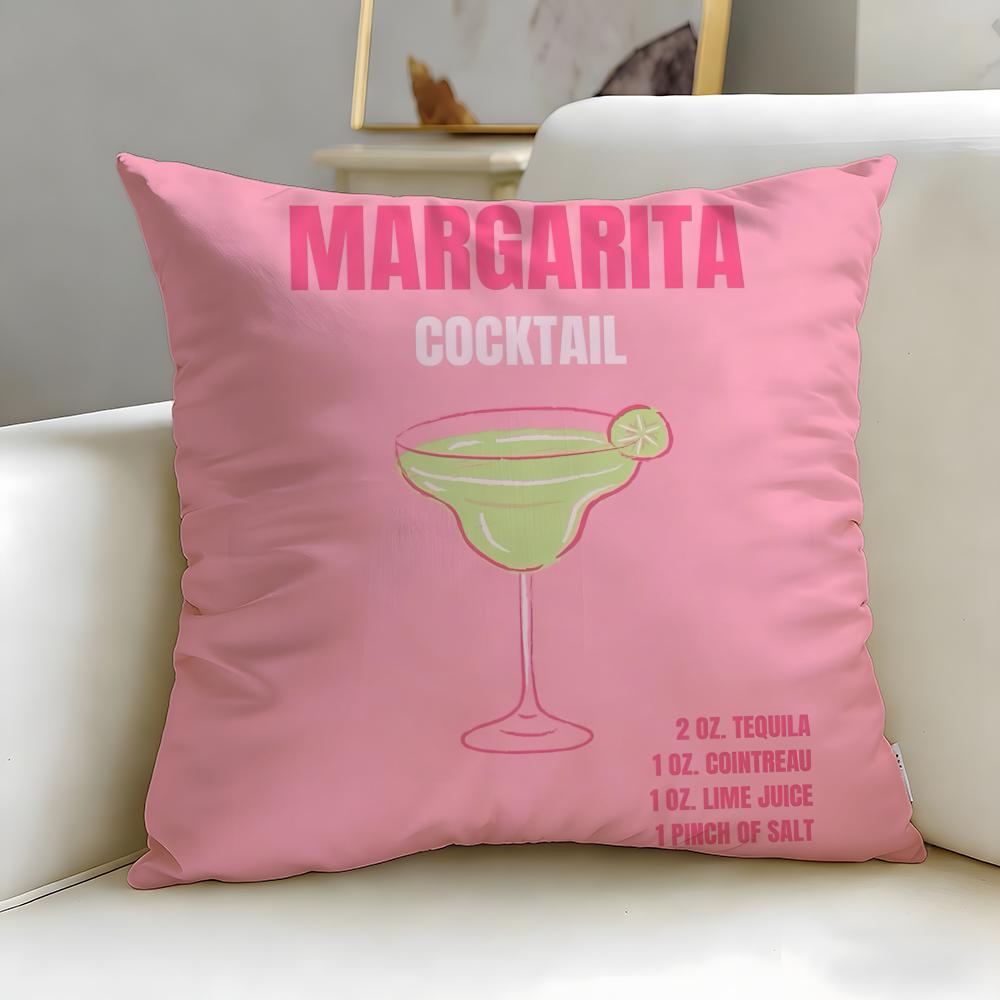 beverage theme Margarita Cocktail Cushion Cover Soft & Easy-Wash Pillow Case – Versatile for Couch, Bed, Travel and Office