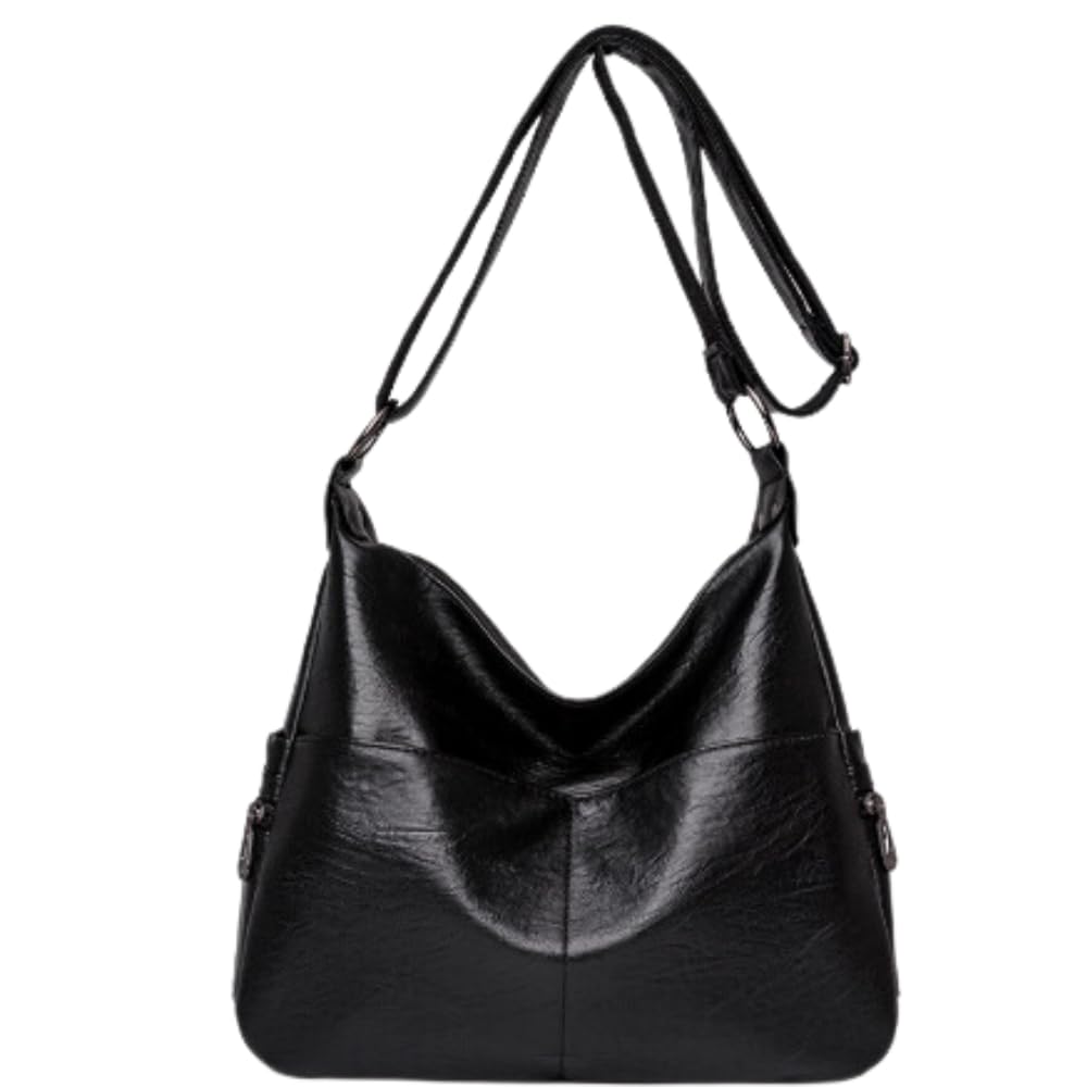 ORIJIRI Women's Shoulder Bag, Pochette, Crossbody Bag, Handbag, 2-Way, Stylish PU Leather (Black)