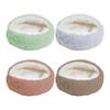 Pet Shell Nest Bed Warm Calming Cat Cave Bed with Hooded Cover Semi Enclosed Fluffy Plush Lined Round Bed for Small Medium Pets