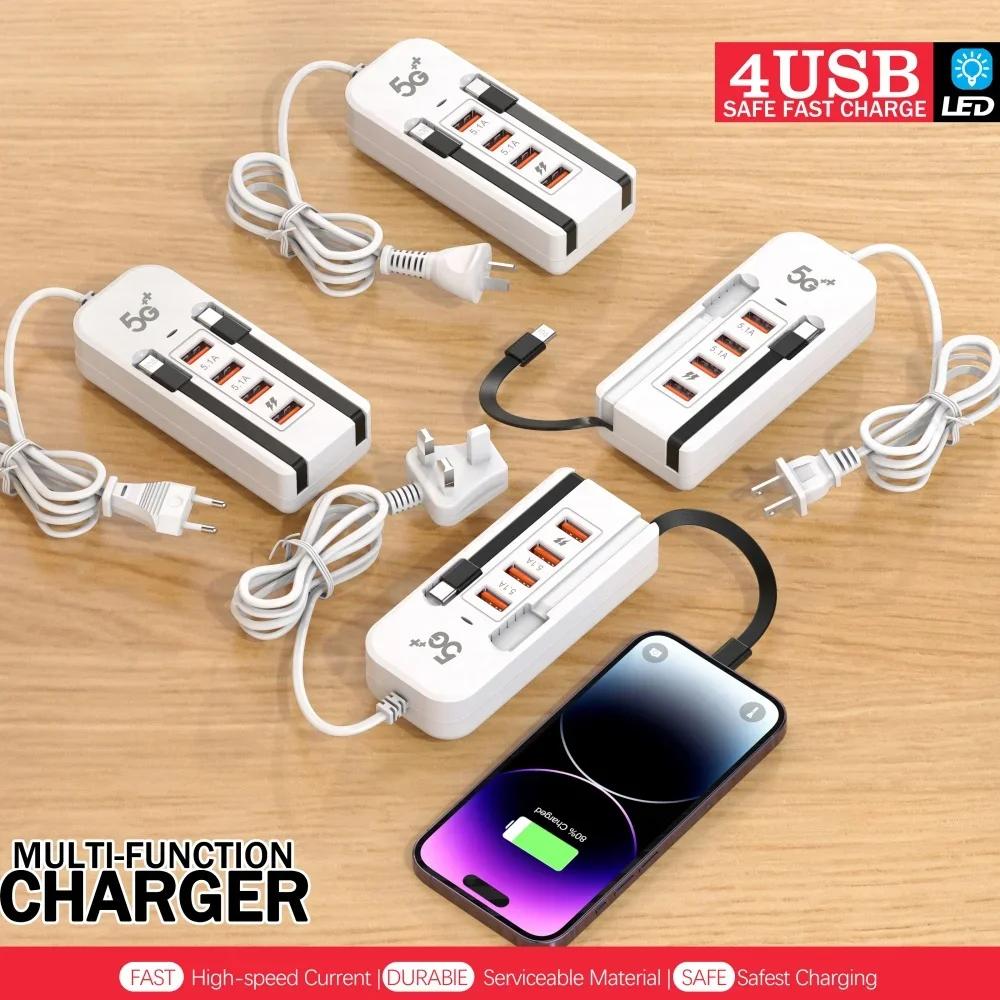 66W Fast Charging Multiport USB Charger PD Type C Phone Charger for IPhone Samsung Xiaomi Quick Charge EU US Plug Wall Charger