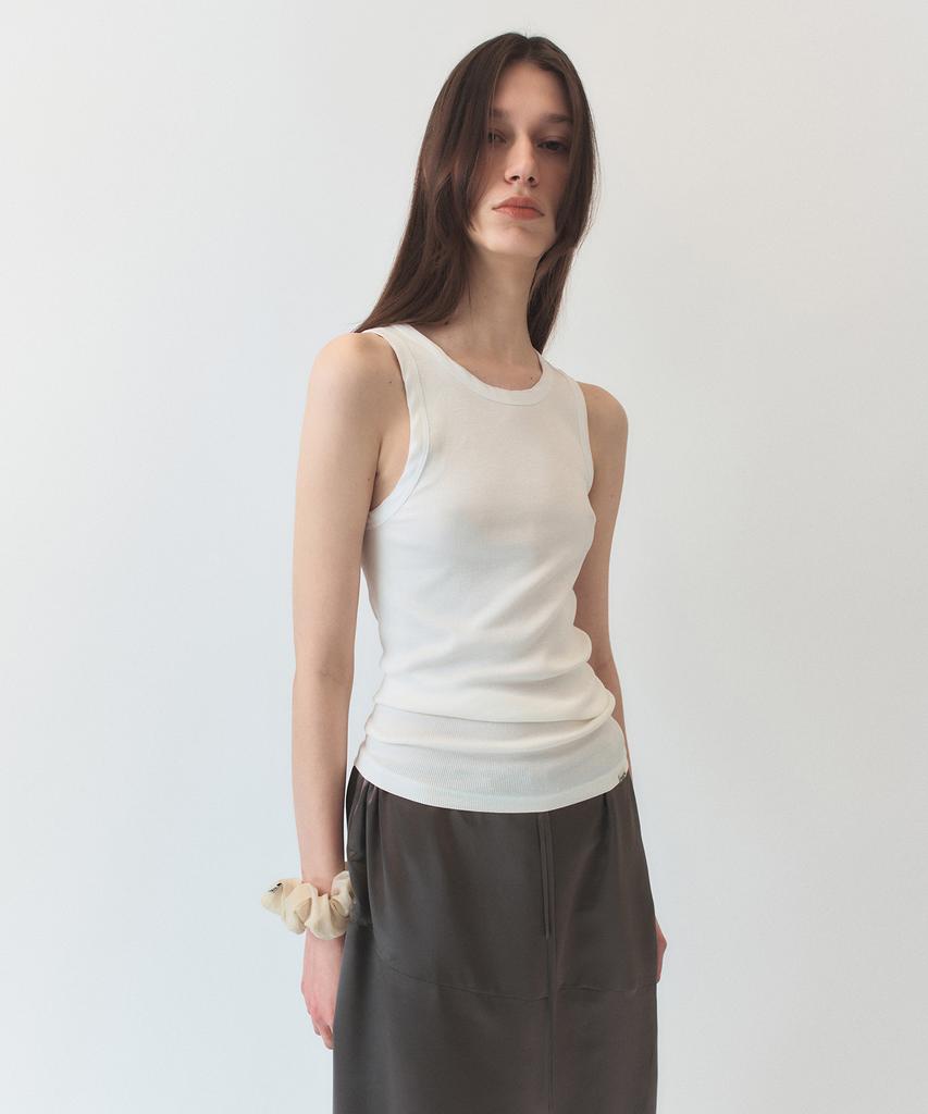 Simeteuligpeosenteu Chiffon Rib Jersey Sleeveless / Ivory