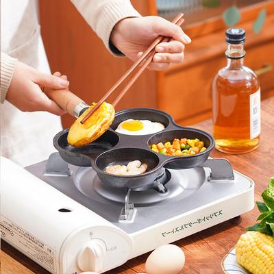 Japanische 19cm Antihaft-Omelettpfanne 4-Loch Bratpfanne Pfannkuchenbereiter mit Griff Crêpe-Pfanne für Gasherd Elektrische Keramikpfanne