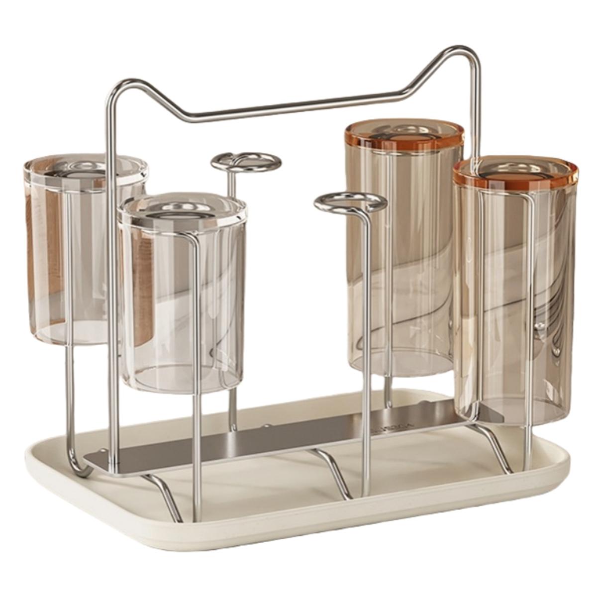 

Desktop Organizer Coffee Mug Holder Kitchen Organization Compact Structure Curved Support Rod Effective Drainage System білий