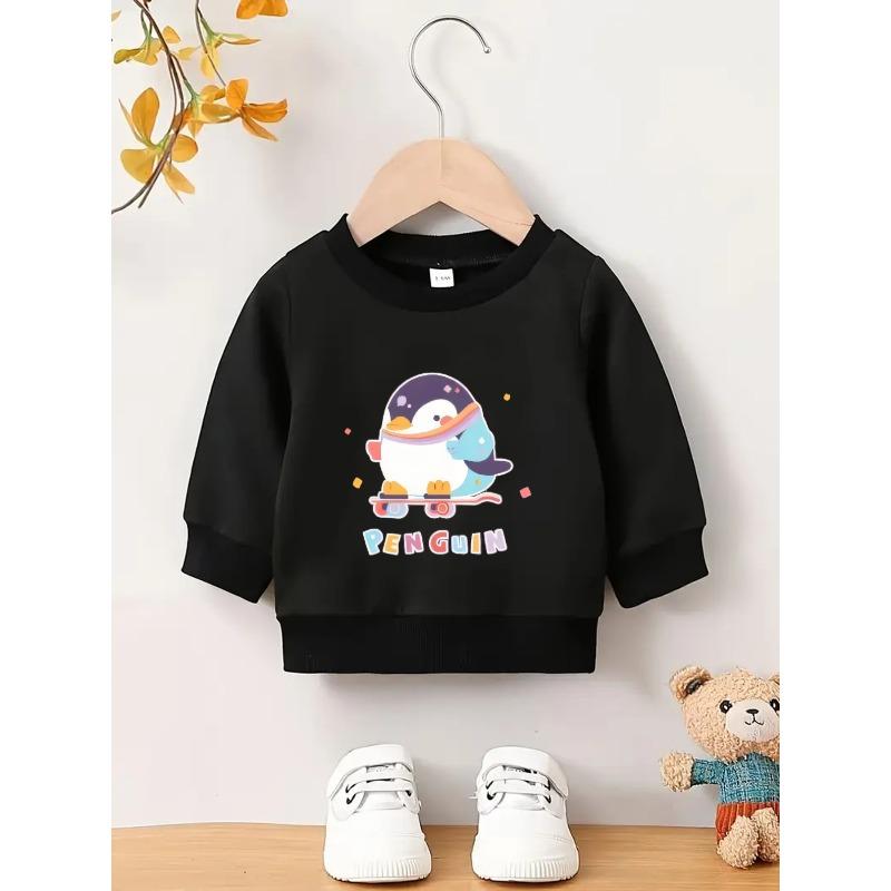 European sizes Kids' Cute Printed Pattern Simple Sweet Beauty  Spring Thin Round Neck Hoodie
