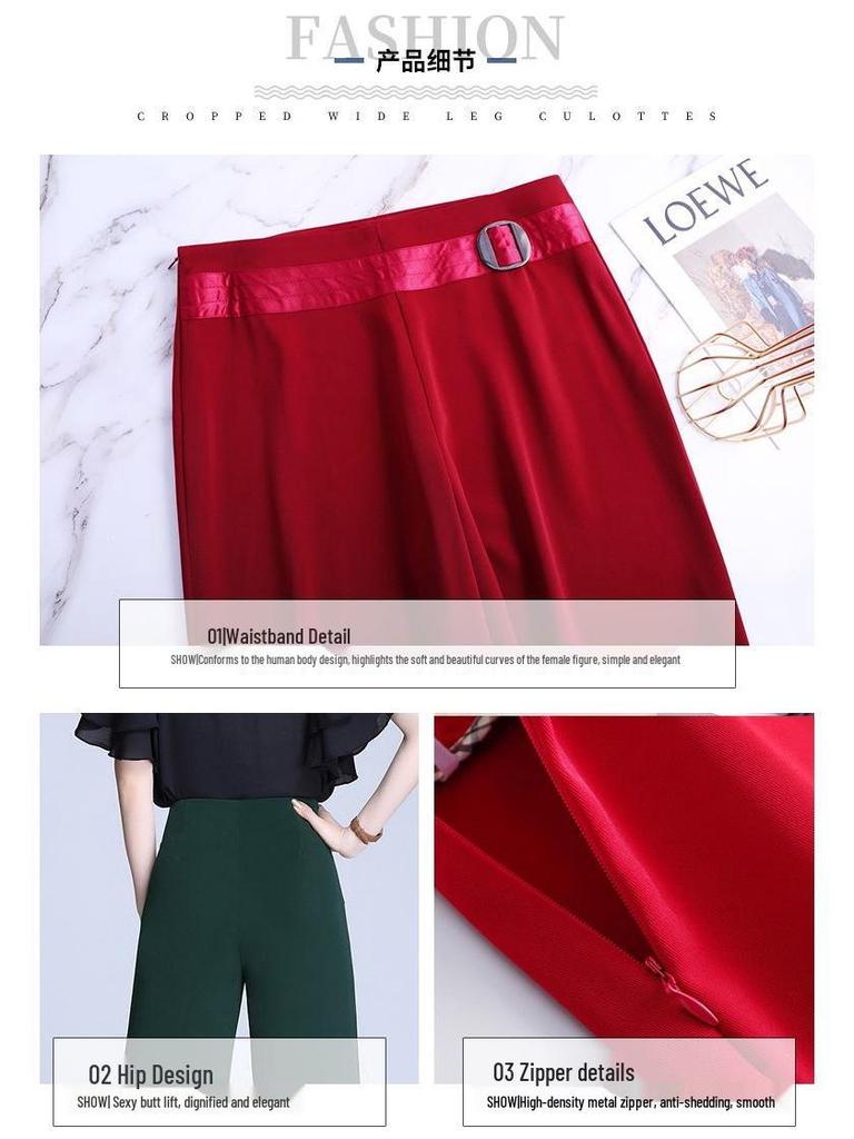 2026 Spring/Summer Women's High-Waisted Wide-Leg Casual Dance Pants - Non-Iron, Side Zip, Straight Leg Design