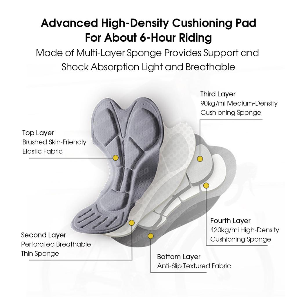 Gepolsterte Fahrradshorts für Herren Hohe Elastizität Schnelltrocknend Atmungsaktiv Silikonpolster Radhosen Schwarz mit Roter Linie Asien