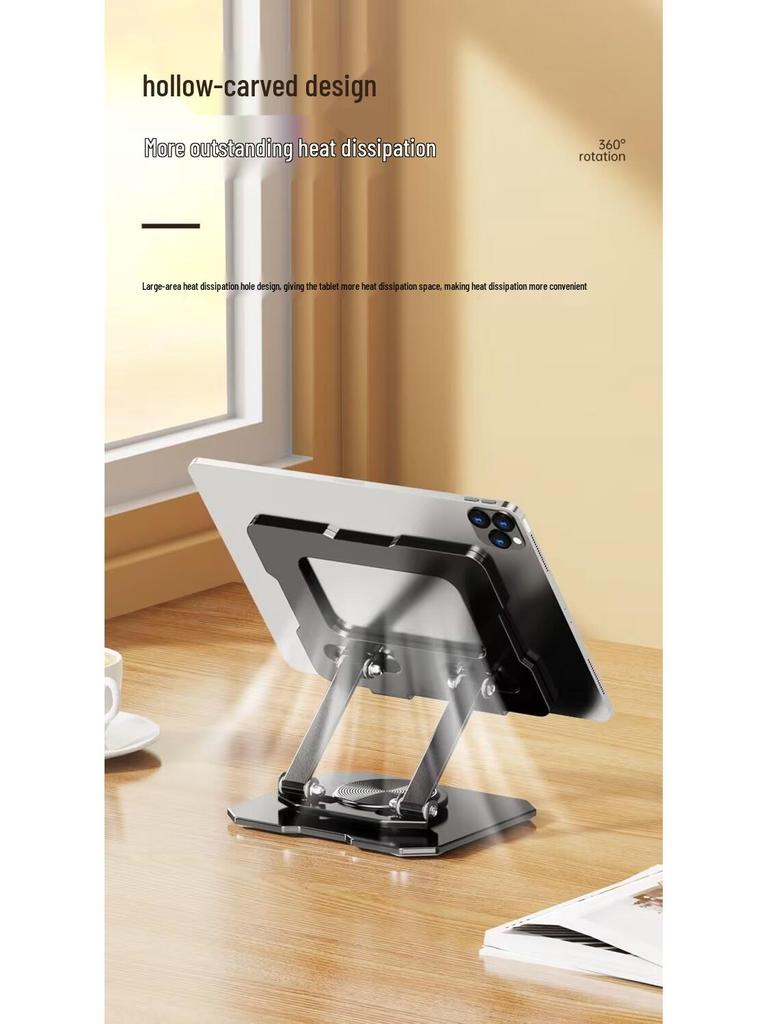 Rotatable Metal Stand for Phones & Tablets - Foldable, Portable, Ideal for Live Streaming, Gaming, and Movies.