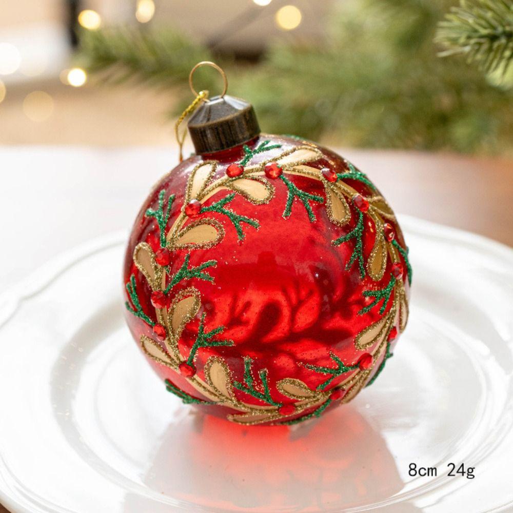 Durable Glass Christmas Ball Set 8cm Suspensable Xmas Ornament Ball 6 Colors Christmas Tree Balls Home