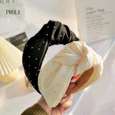 PROLY New Fashion Wide Side Hairband Adult Soft Rhinestone Inlay Headband Top Quality Turban Women Hair Accessories