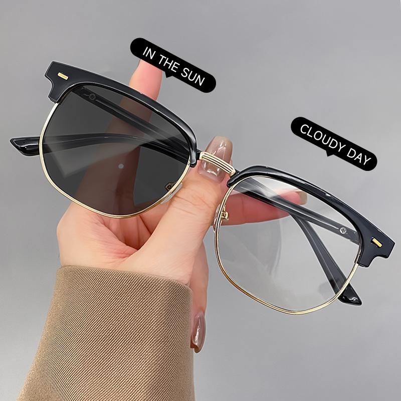 Retro Photochromic Glasses for Men Classic Vintage Half Frame Fashion Eyeglasses Photochromic Glasses Women Accessory