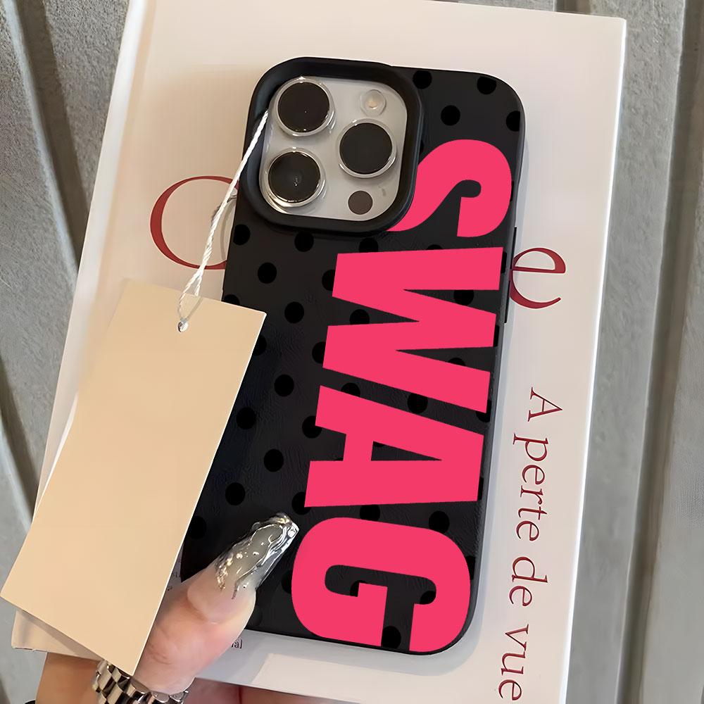 

Черный горошек SWAG Буквы Личи Мягкий чехол для телефона Для iPhone17 12 Pro Max 13 14 15 16 17 11 Pro 17 Air 15 14 Plus X Xs XR Чехол iPhone XR