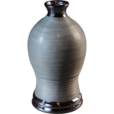 Gray Vase with Graphite Finishes, Smaller, 13x13x24.5 Cm