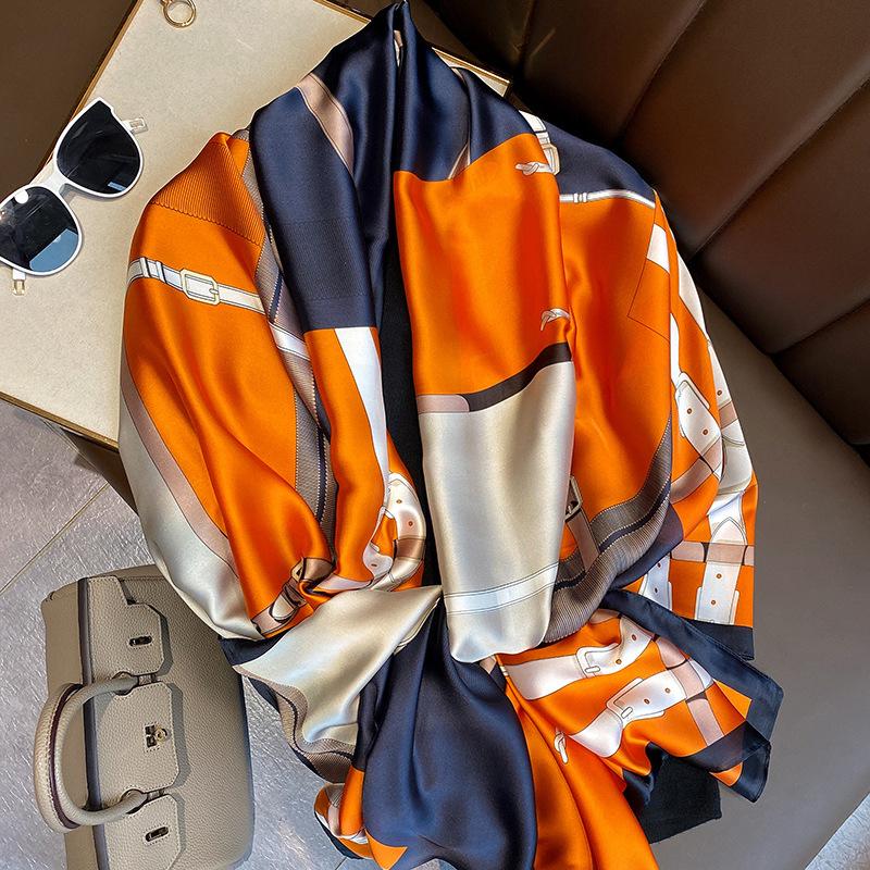 Luxury  Silk Scarf Women Animal Print Muffler Shawls Wraps Scarves Hijab Bufanda Foulard Female Bandana 180*90Cm