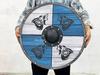 Wolf Design Viking Shield: Hand Carved Wooden Battleworn Shield
