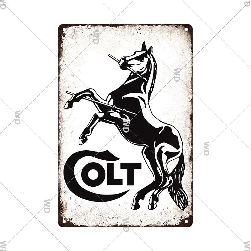 Pistola Co2 Arma Metal Brand Colt Gun Poster Vintage Metal Tin Sign Retro Plaque Plate for Garage Man Cave Tools Wall Decor