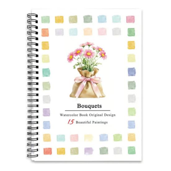 Watercolor Painting Workbook Kids Adults Beginners Watercolor Coloring Book 15 Paintings Botanical Plants Animal Painting Book