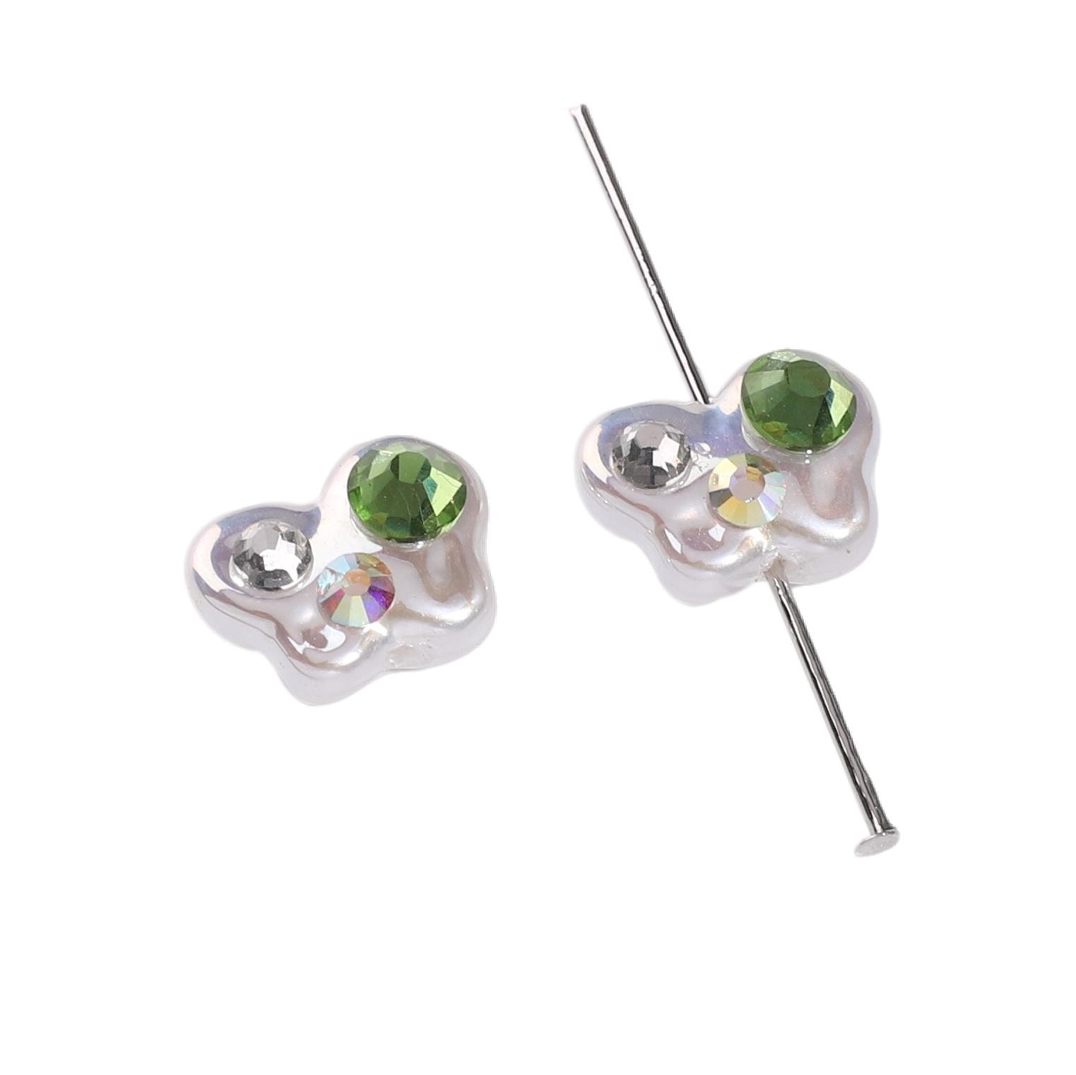 

Acrylic Imitation Pearl Plated Horse Shell Inlaid Diamond Accessories For Jewelry Making 13x10mm зелений