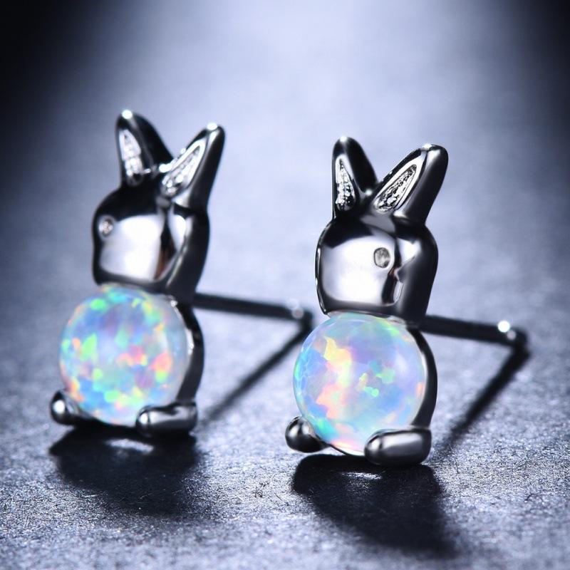 Wish seasonal opal rabbit ear buckle lady naughty funny fresh wind niche jewelry