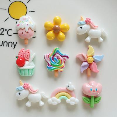 10 Pcs New Mini Cute Cartoon Unicorn, Rainbow, Ice Cream Resin Scrapbook Diy Jewellery Hairpin Decorate Accessories Craft A62