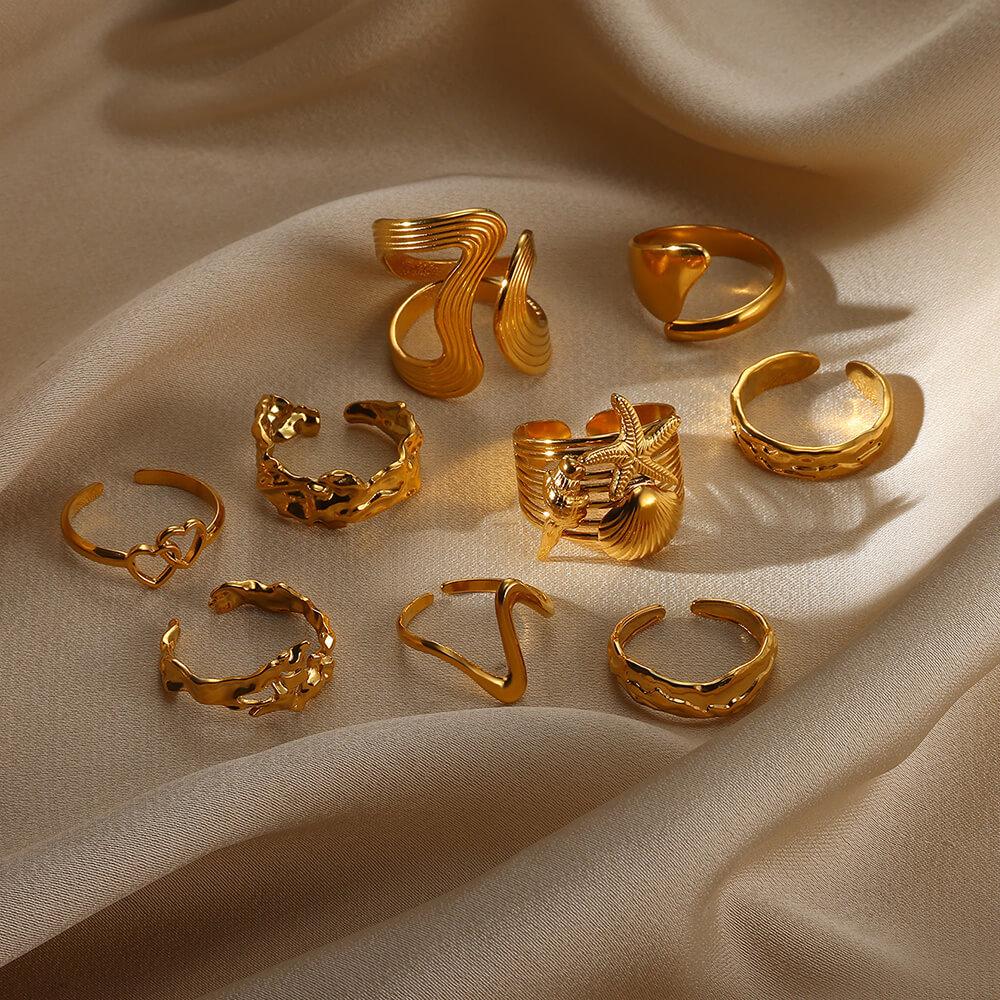 European & American Serpentine Curve Geometric Open Ring - Non-fading Fashion Design