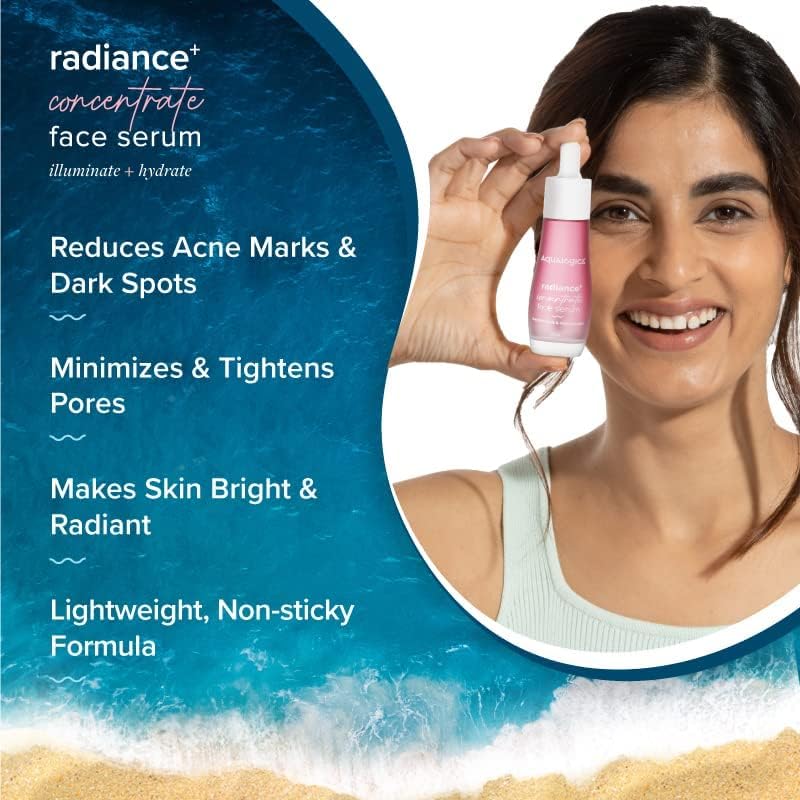 Aqualogica Radiance+ Concentrate Niacinamide Face Serum 30ml for Glowing, Oily & Dry Skin, Brightens & Rejuvenates