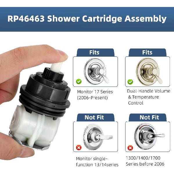 RP46463 Shower Cartridge Replacement for Delta 17 Series, RP46463 Delta Shower Cartridge Fits for Delta Dual Function Bath Tub and Shower Faucet