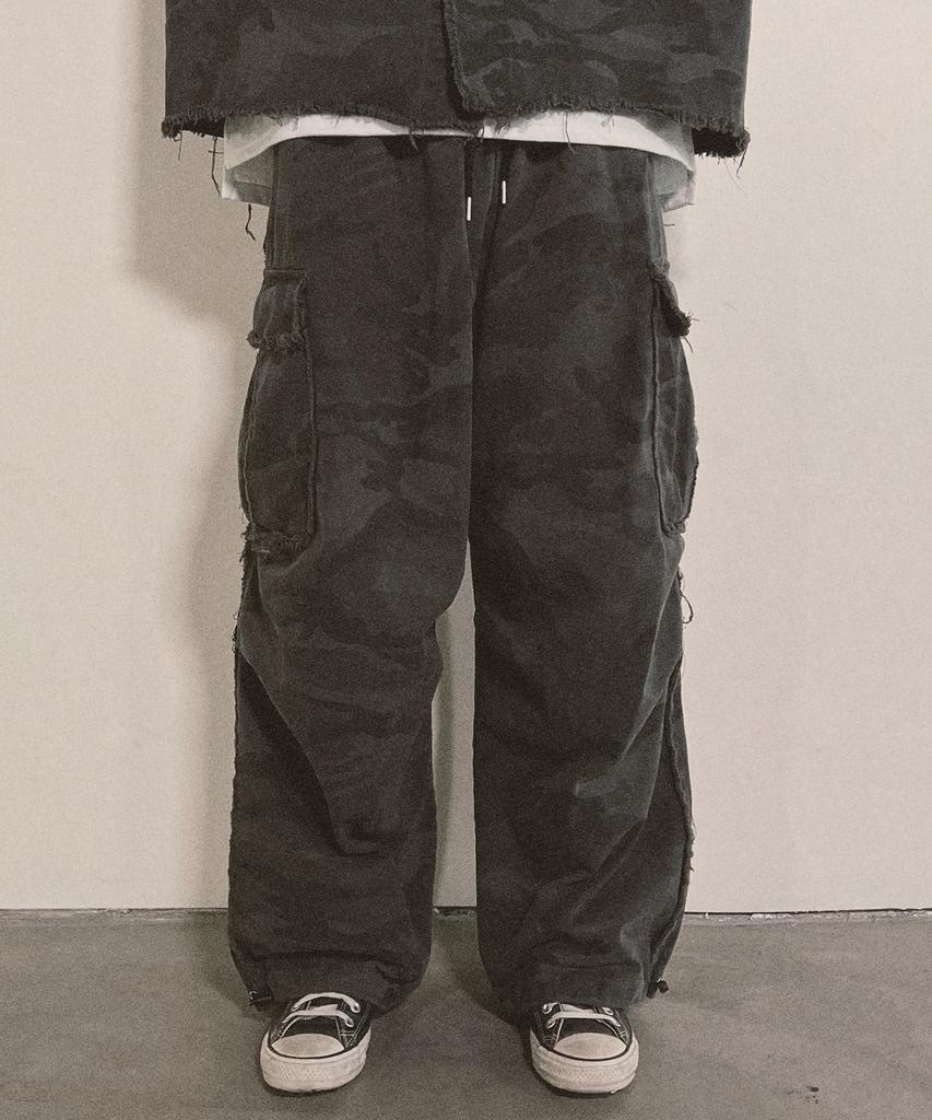 Nainneoscheu Grunge Camo Cargo Pants_Charcoal