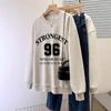Women's American Retro Gray Crewneck Hoodie - Spring/Autumn 2024 Loose Fit, National Tide Brand
