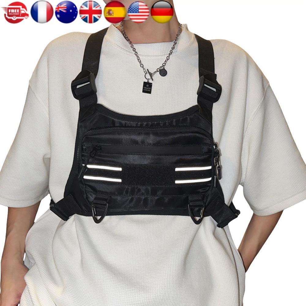 Sports Chest Bag Lightweight Front Chest Pack Water Resistant Outdoor Hiking Bag with Reflective Strip for Cycling Hiking