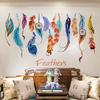 Art Lucky Feathers Feathers Bedroom Living Room Decoration Background Wall Stickers