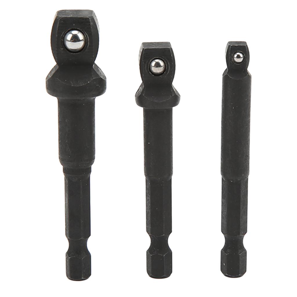 3Pcs Socket Adapter 12in 38in 14in Hex Shank Chrome Vanadium Steel Tool Set Kit