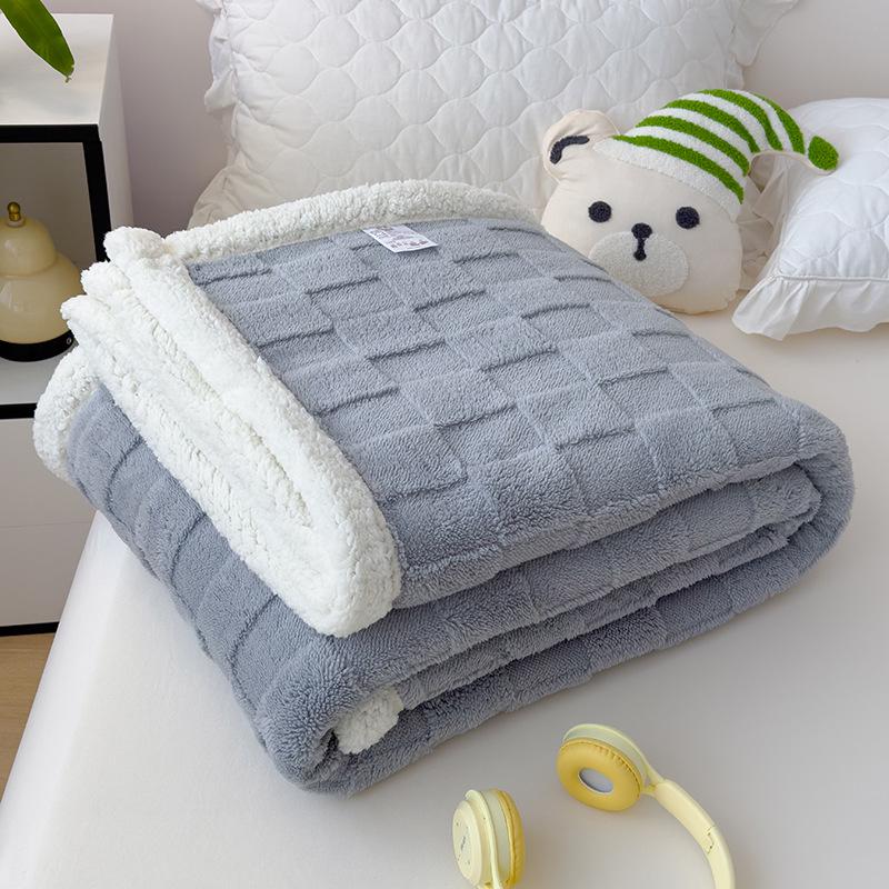 Flannel Waffle Air Conditioning Sofa Blanket - Coral Fleece Throw Gift