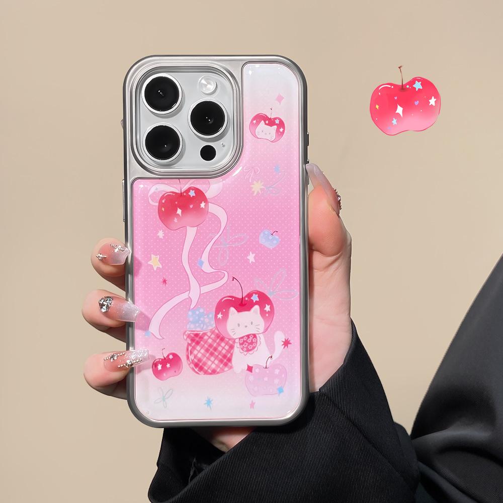 Applicable to iPhone16 mobile phone case Korean Apple Kitten Apple 15 anti-drop electroplating water condensation 13 niche advanced 14