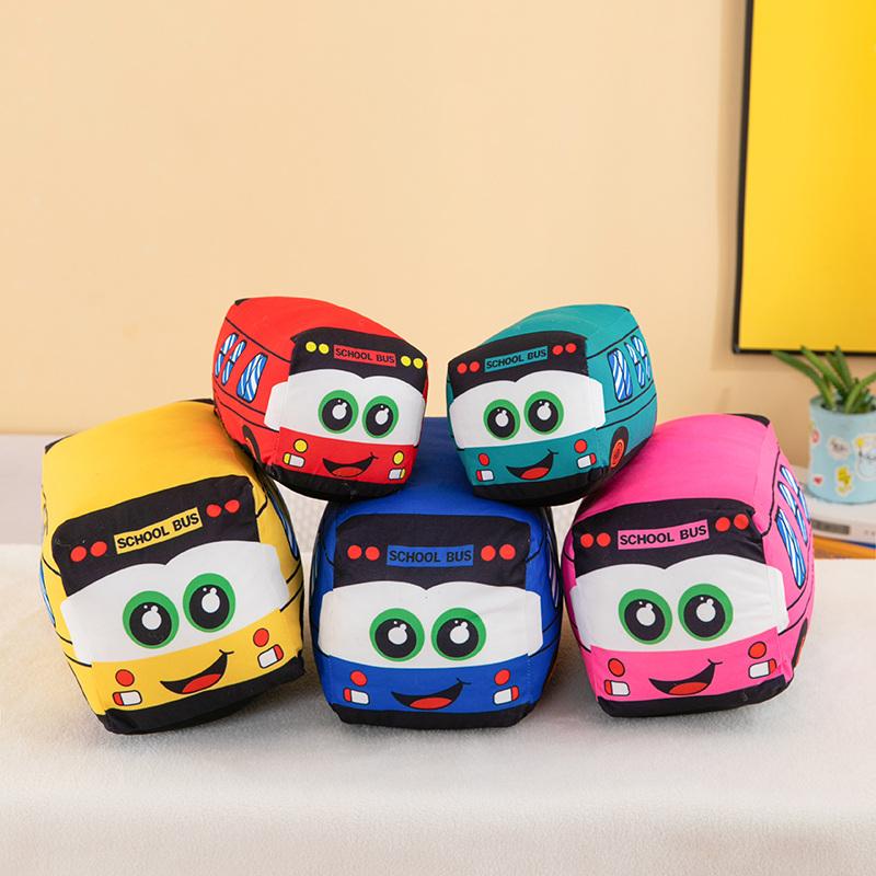 Creative Cartoon Printed Vehicle Bus Car Plush Toy Bus Van Doll Throw Pillow Soft Cloth Doll Children Holiday Birthday Gift
