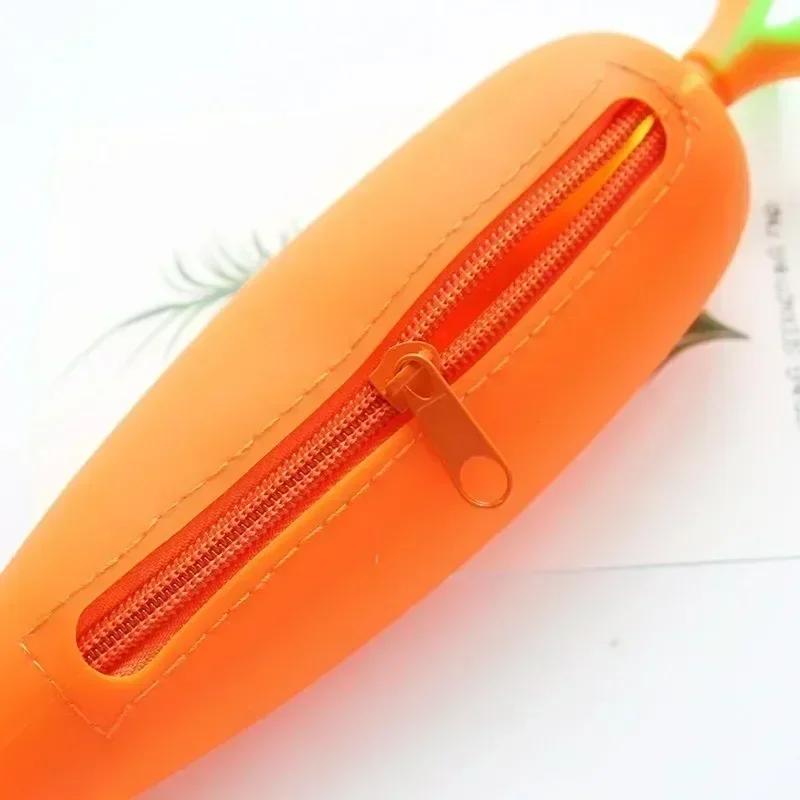 3D Silicone Bread Shape Carrot Pen Case Funny Individual Bag Large Capacity School Creative Stationery Supplies Children Gift