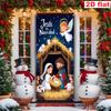 Christmas Door Decoration Shining Stars Christ Jesus Nativity Pattern Photography Background New Year Christmas Party Supplies