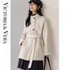 Women's Wool & Cashmere Blend Stand Collar Long Coat