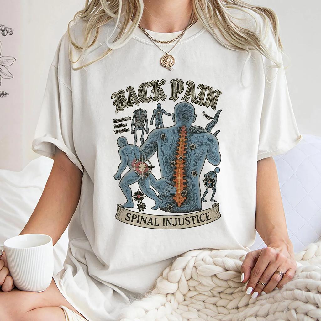 Funny Back Pain Spinal Injury ShirtTrending Unisex Tee Shirt Summer Unisexs and Womens Loose and Breathable Tshirt Top